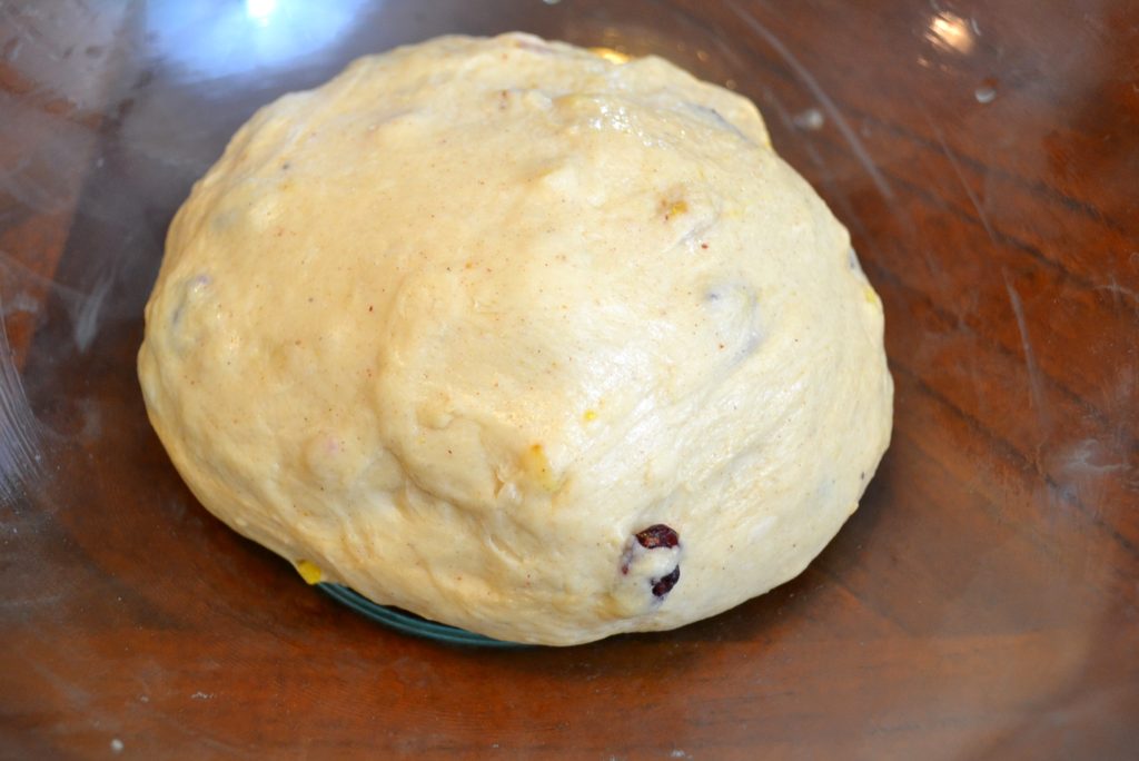 Hot Cross Buns dough after kneading in bowl