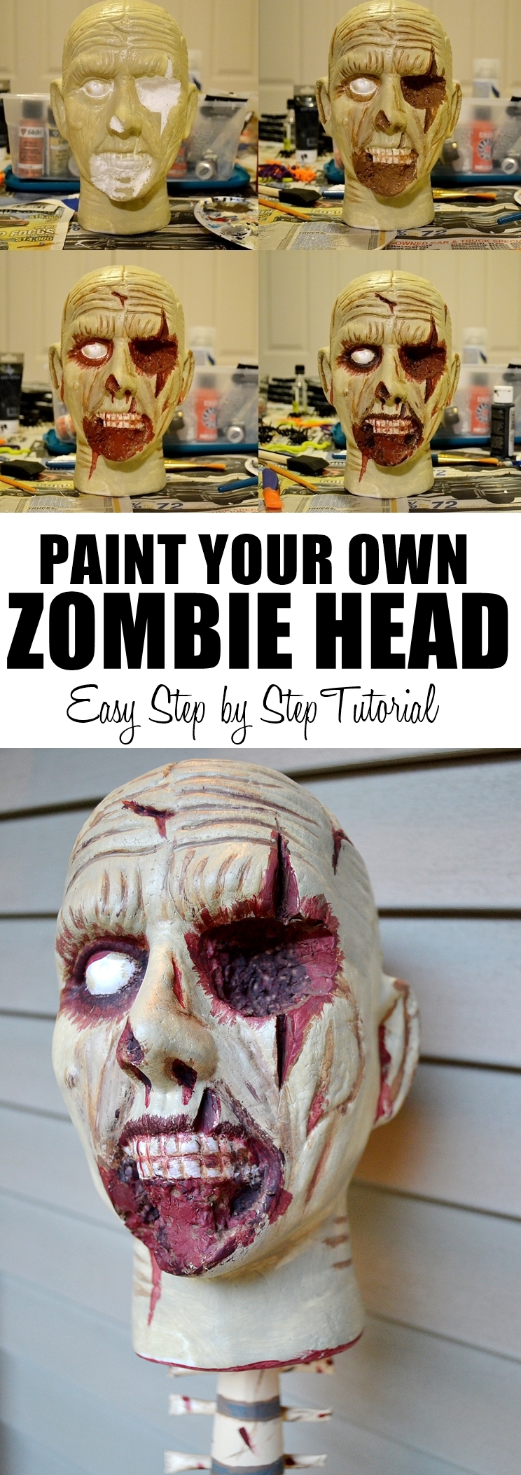 Easy Zombie Head Prop Painting Tutorial