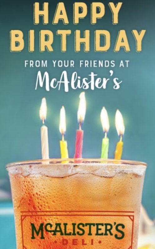 McAlister's Birthday Freebies