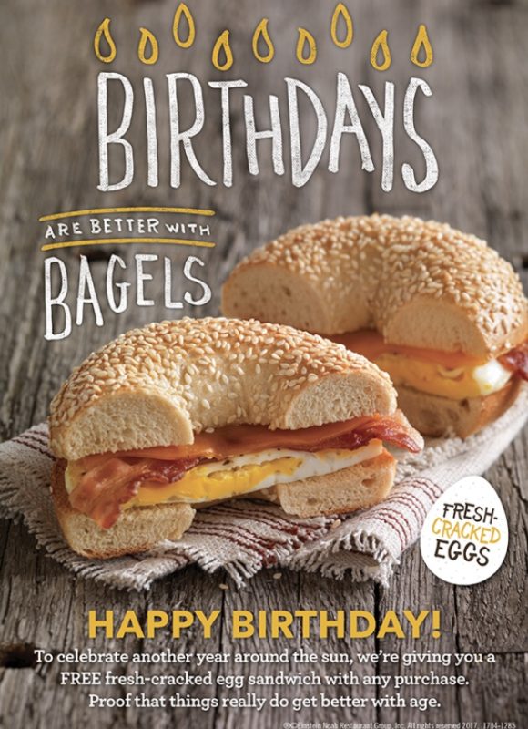 Einstein Bros Bagels Birthday Freebies Free Egg Sandwich 