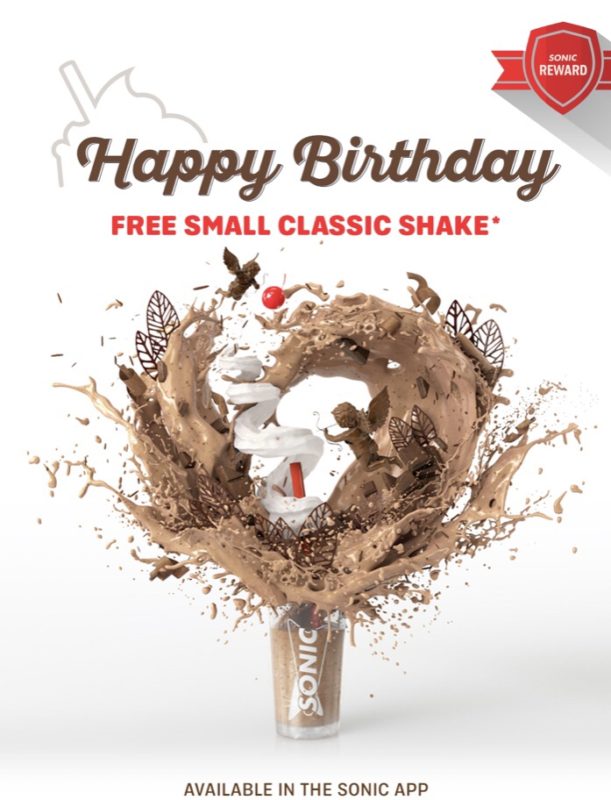 Sonic Drive-In Birthday Freebie Free Shake