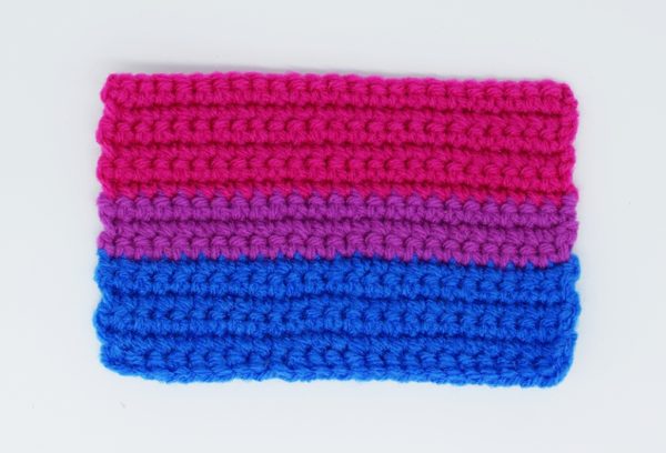 crochet bisexual pride flag