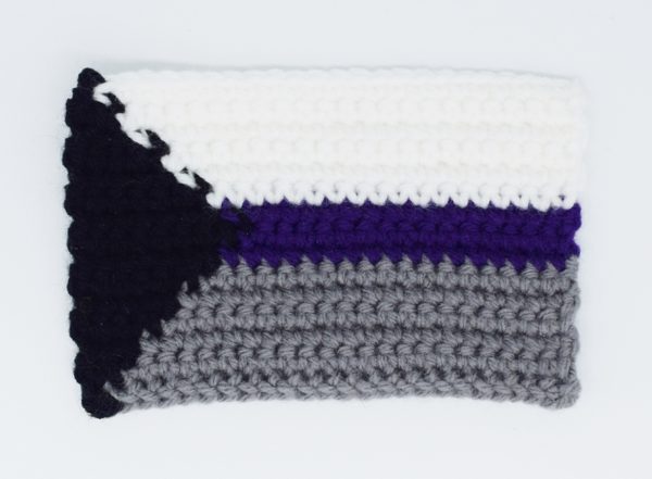 Crochet demisexual flag on a white background