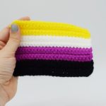 Crochet Non-binary Pride flag on a white background