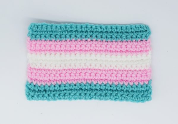 Crochet transgender pride flag