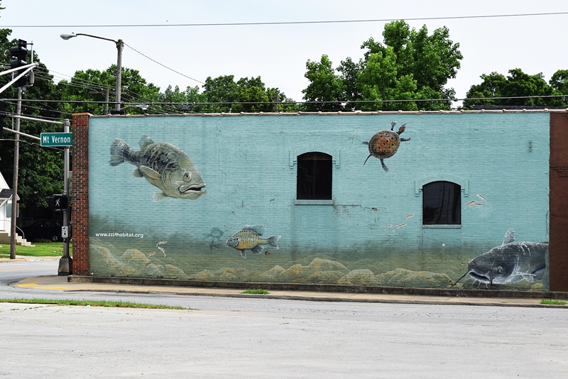 Underwater mural on the side of a building